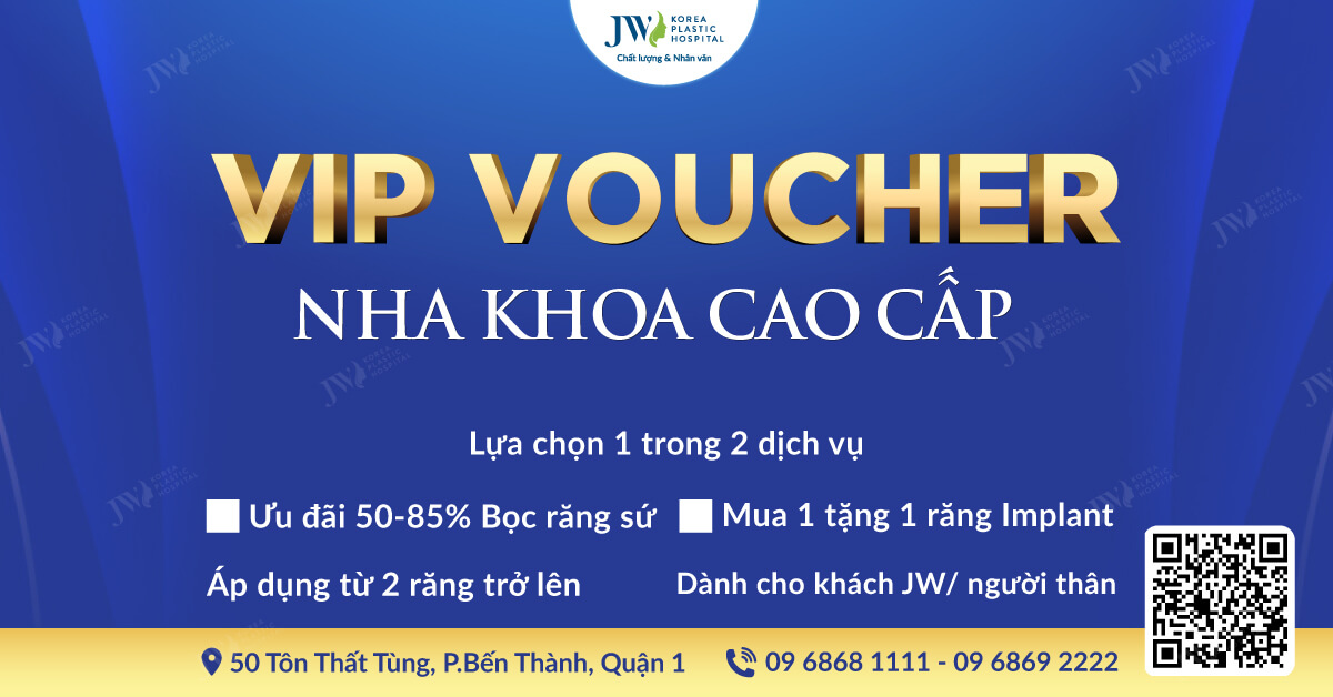 Bệnh viện JW ưu đãi Trồng răng Implant Làm 1 tặng 1 và Bọc răng sứ Miễn phí 85%